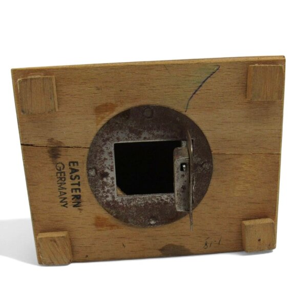 Wooden MONEY Bank Box Girl And Goose Print Eastern Germany Vintage 4" - Picture 7 of 10